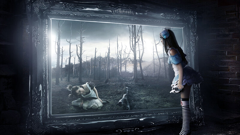 Girl Looking in Mirror