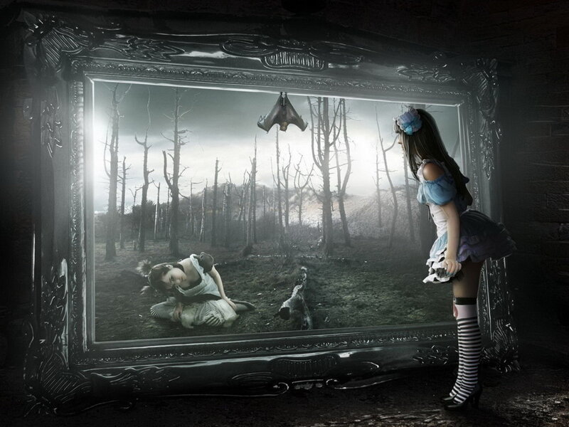 Girl Looking into Mirror