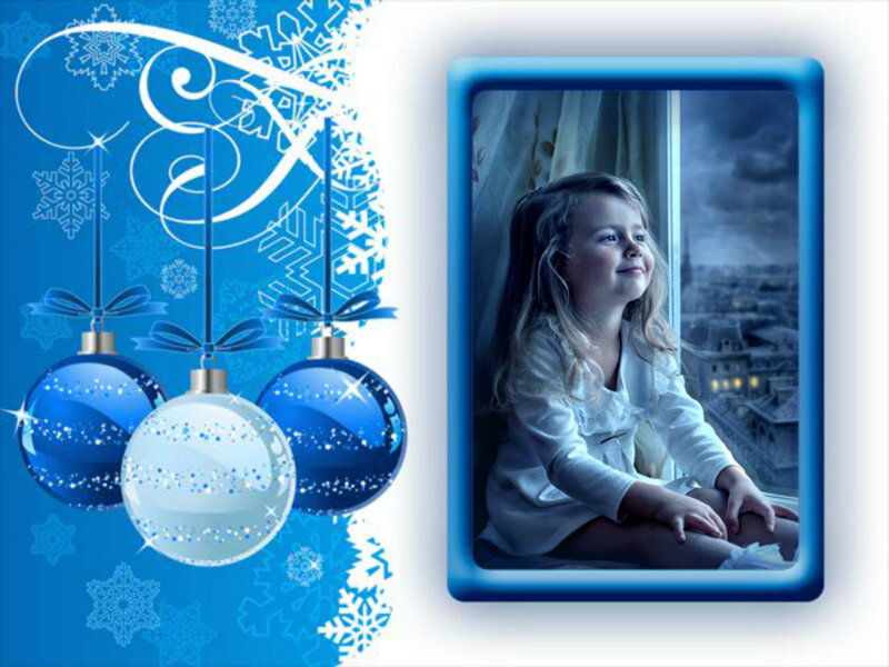 Girl Looking Out Window — Blue, Serene, Night, Digital Art