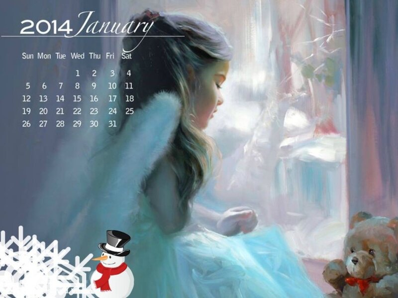 Girl Looking Out Window — Blue, Serene, Winter