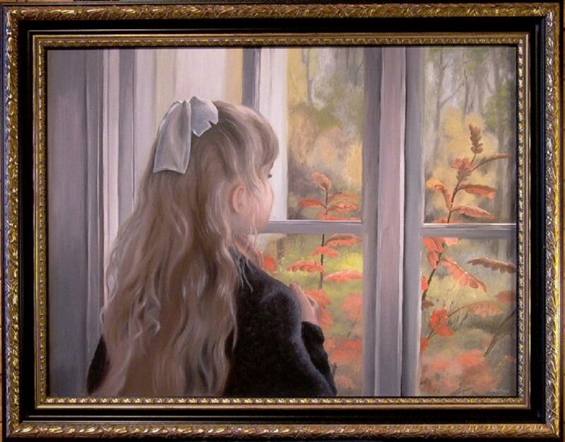 Girl Looking Out Window — Gray