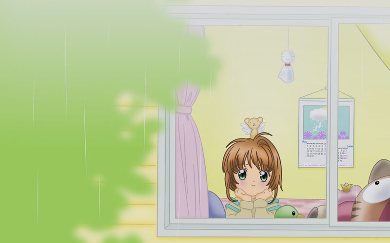 Girl Looking Out Window — Green, Calm