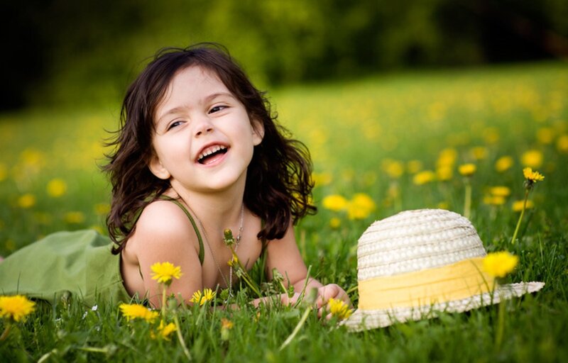 Girl Lying in Field — Green