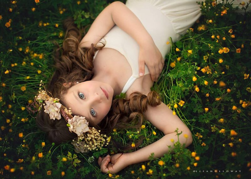 Girl Lying in Flowers — Green
