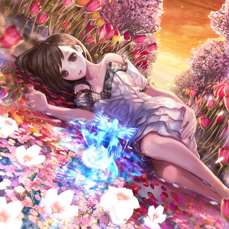 Girl Lying in Flowers — Pink