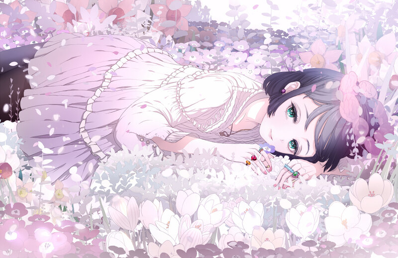 Girl Lying in Flowers