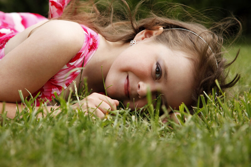 Girl Lying in Grass — Green, Peaceful