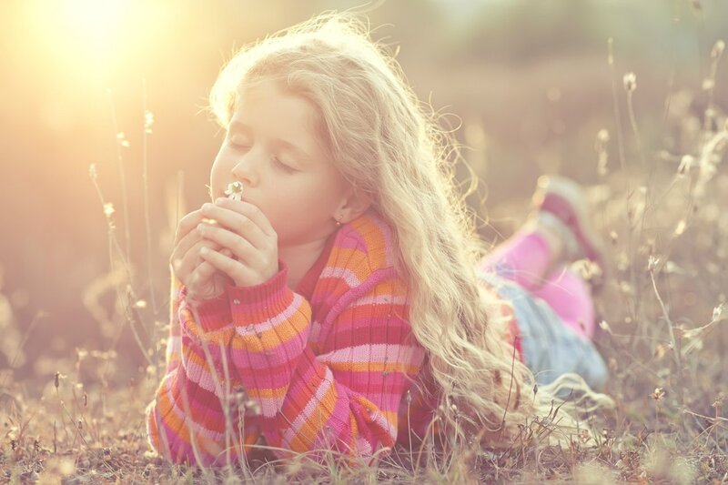 Girl Lying in Grass — Pink