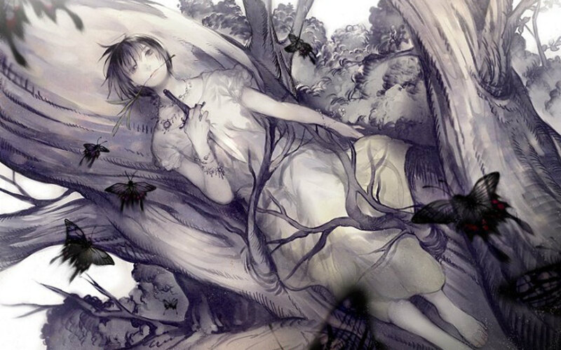 Girl Lying in Tree