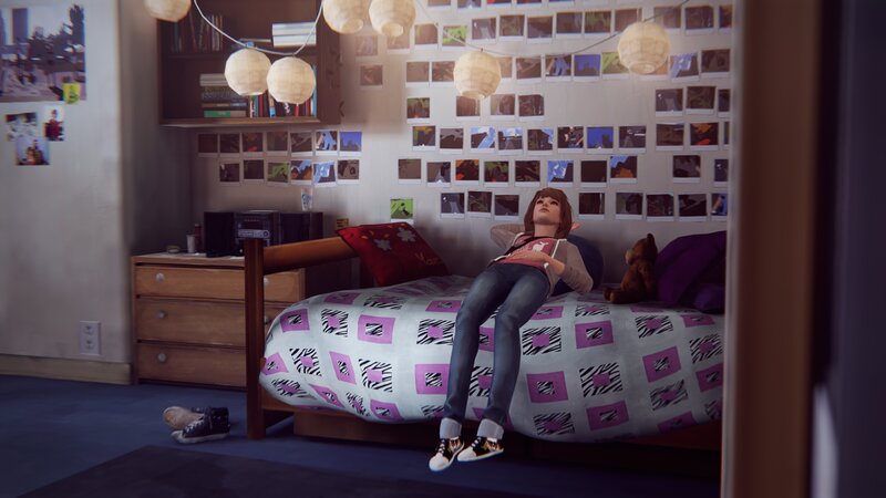 Girl Lying on Bed — Purple, Calm