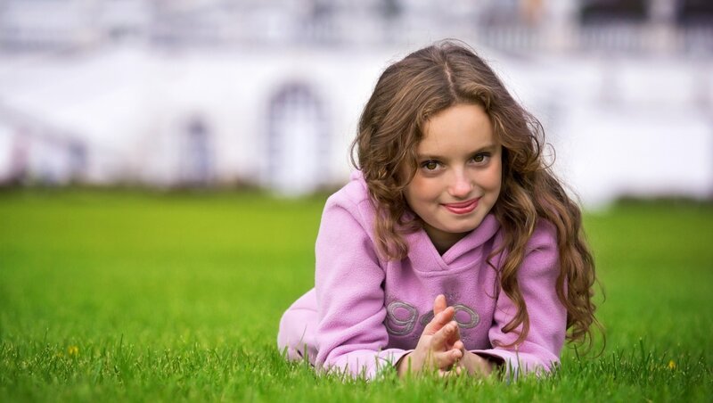 Girl Lying on Grass — Green, Calm, Afternoon, Photograph