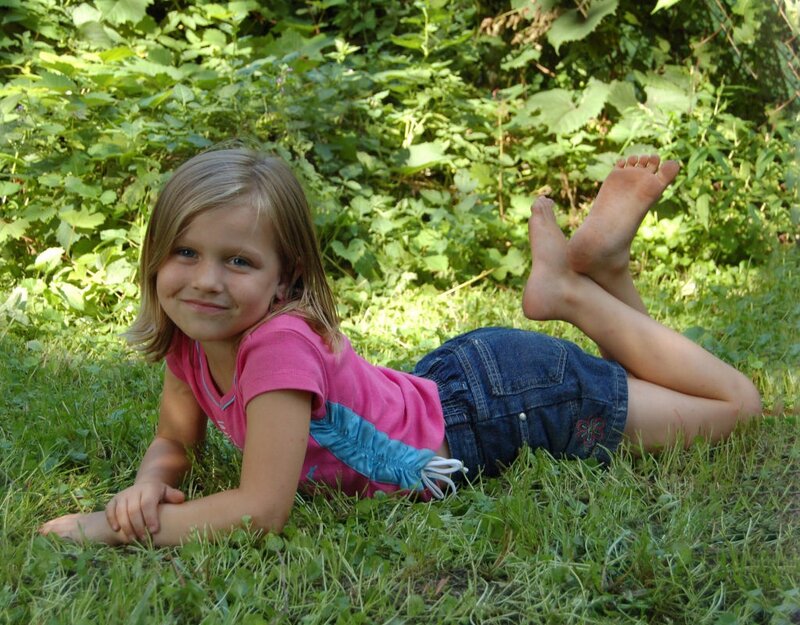 Girl Lying on Grass — Green, Peaceful