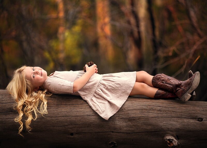 Girl Lying on Log