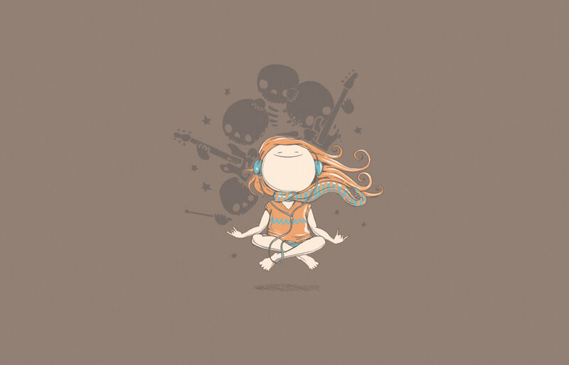 Girl meditating with headphones