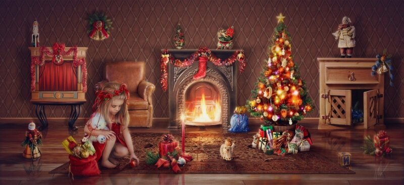 Girl Near Fireplace