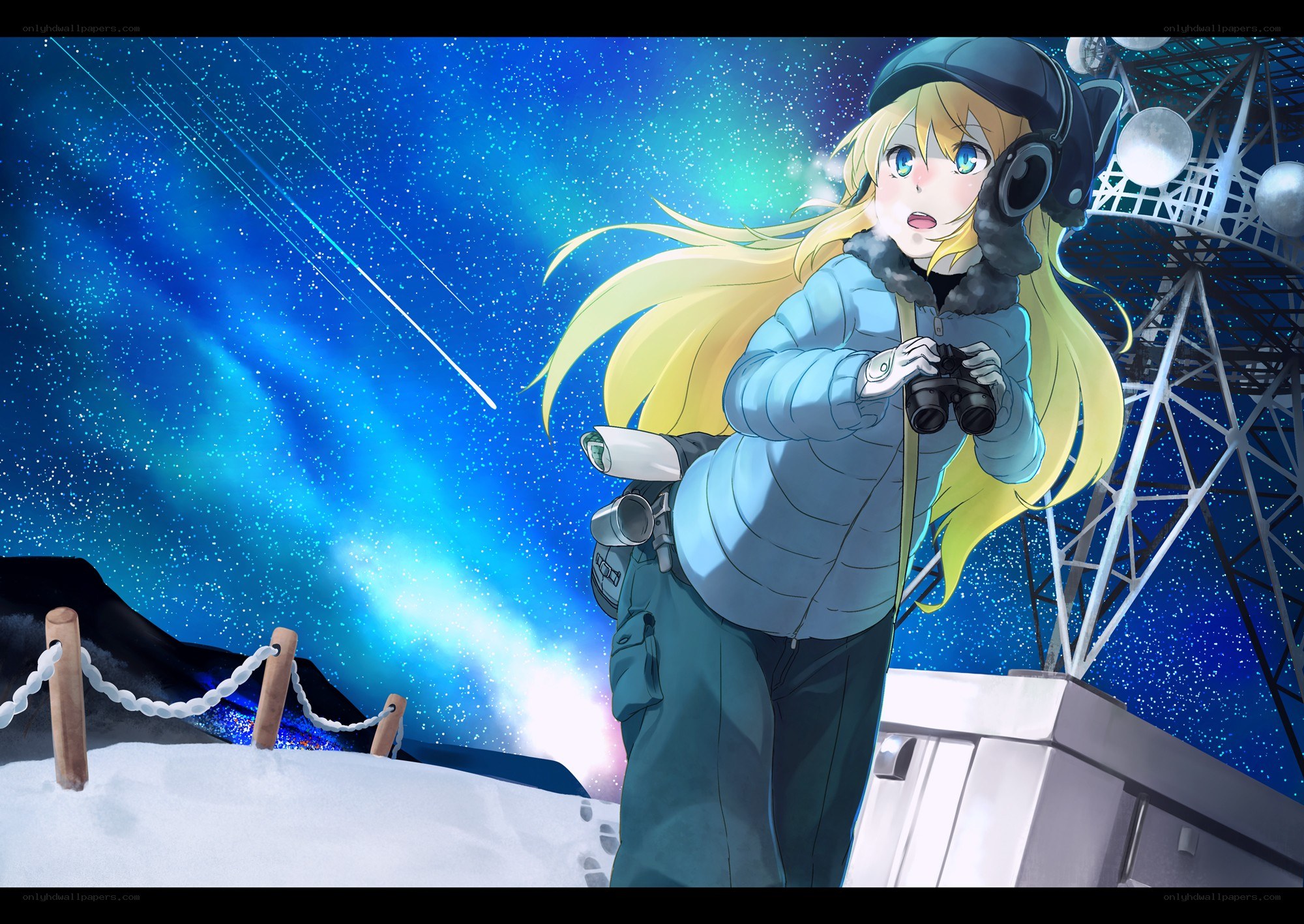 Girl observing meteor shower