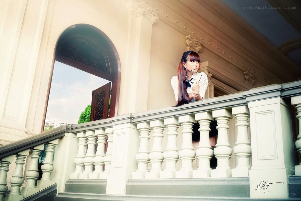 girl on a balcony