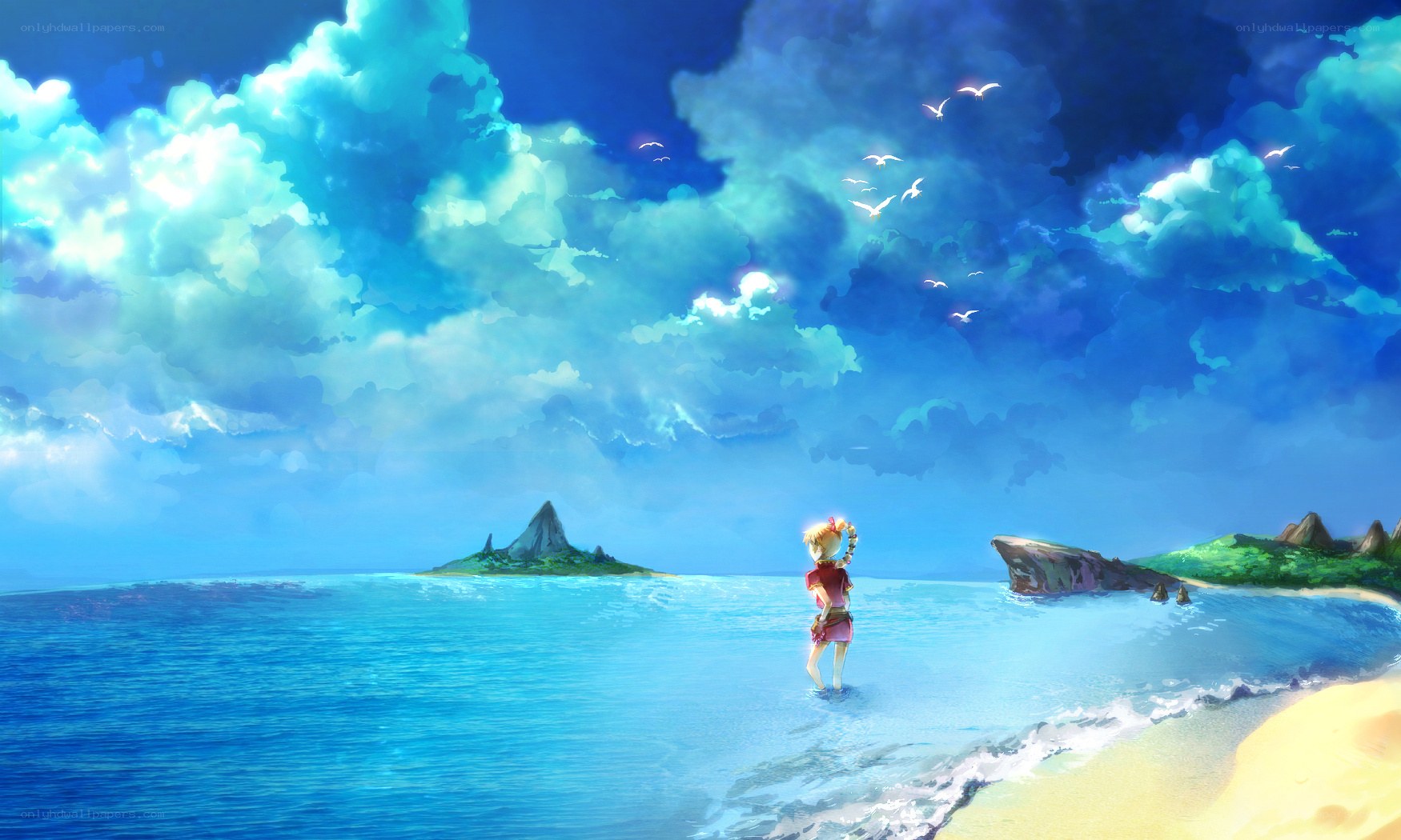 Girl on a beach at sunset