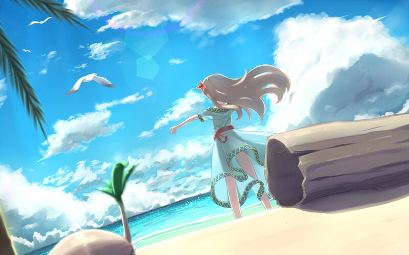 Girl on a Beach — Blue, Serene