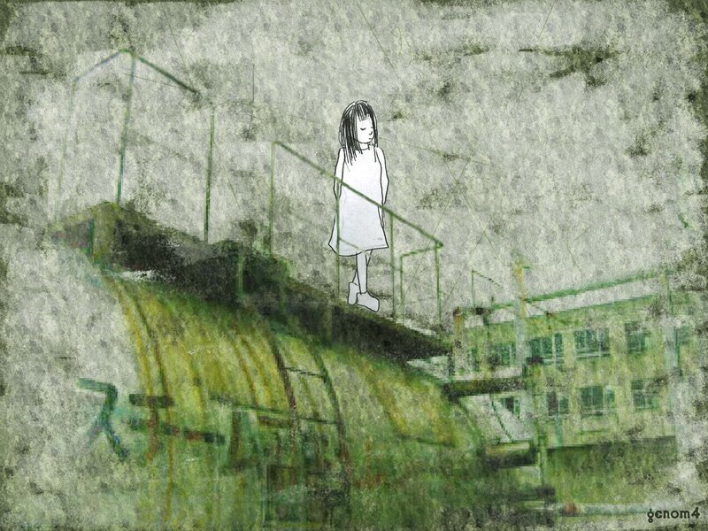 girl on a bridge at night
