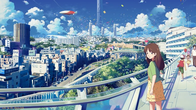 Girl on a Bridge — Blue, Serene