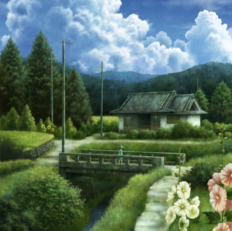 Girl on a Bridge — Green, Serene
