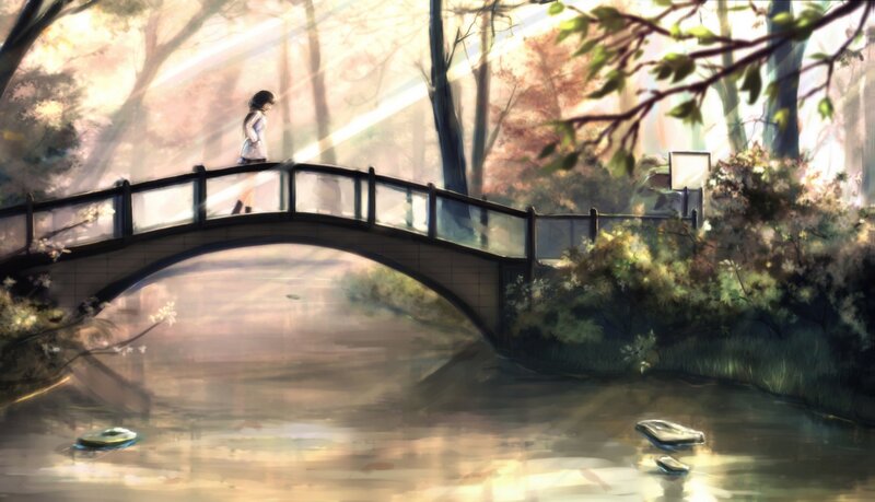 Girl on a Bridge — Green