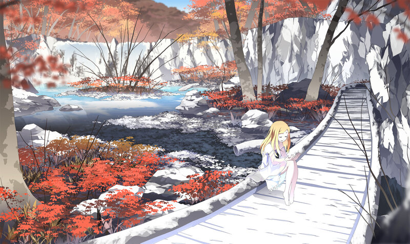 Girl on a bridge in autumn