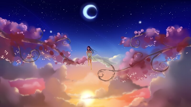 Girl on a Cherry Blossom Branch