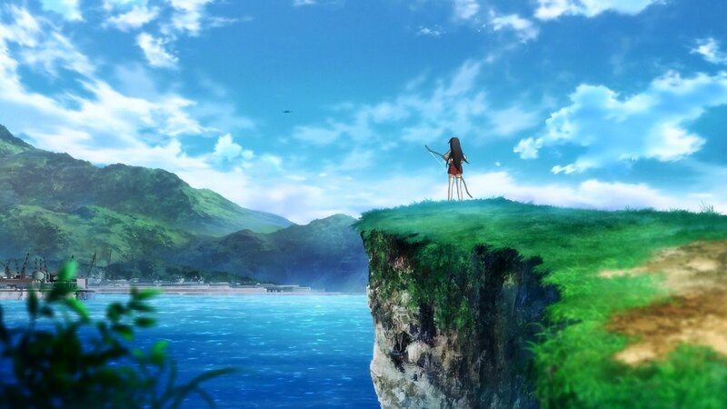 Girl on a Cliff — Blue, Serene, Afternoon