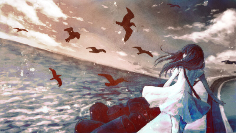 Girl on a Cliff — Blue