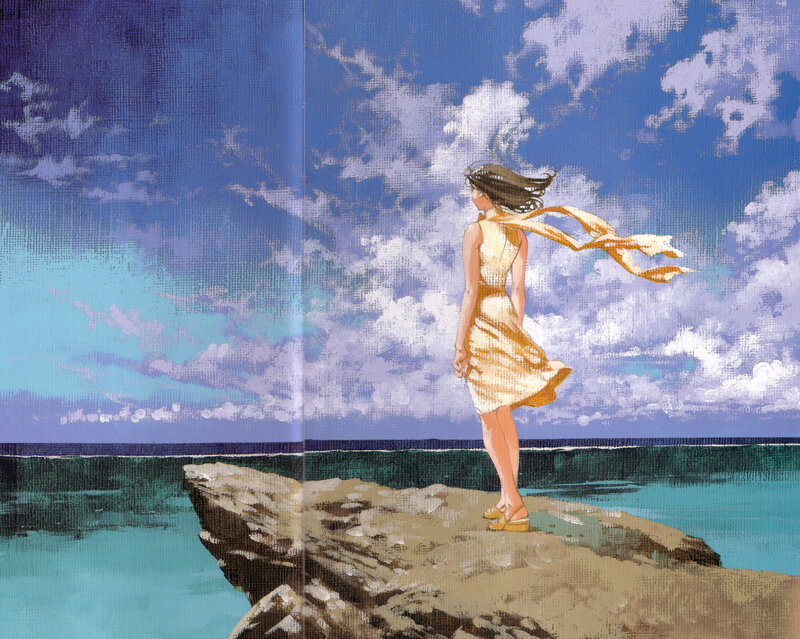 Girl on a cliff overlooking the sea