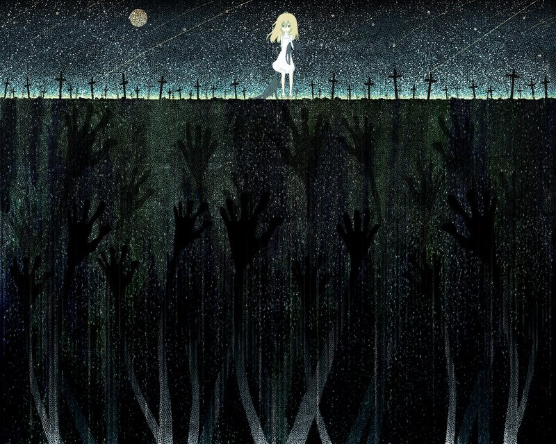Girl on a cliff with reaching hands