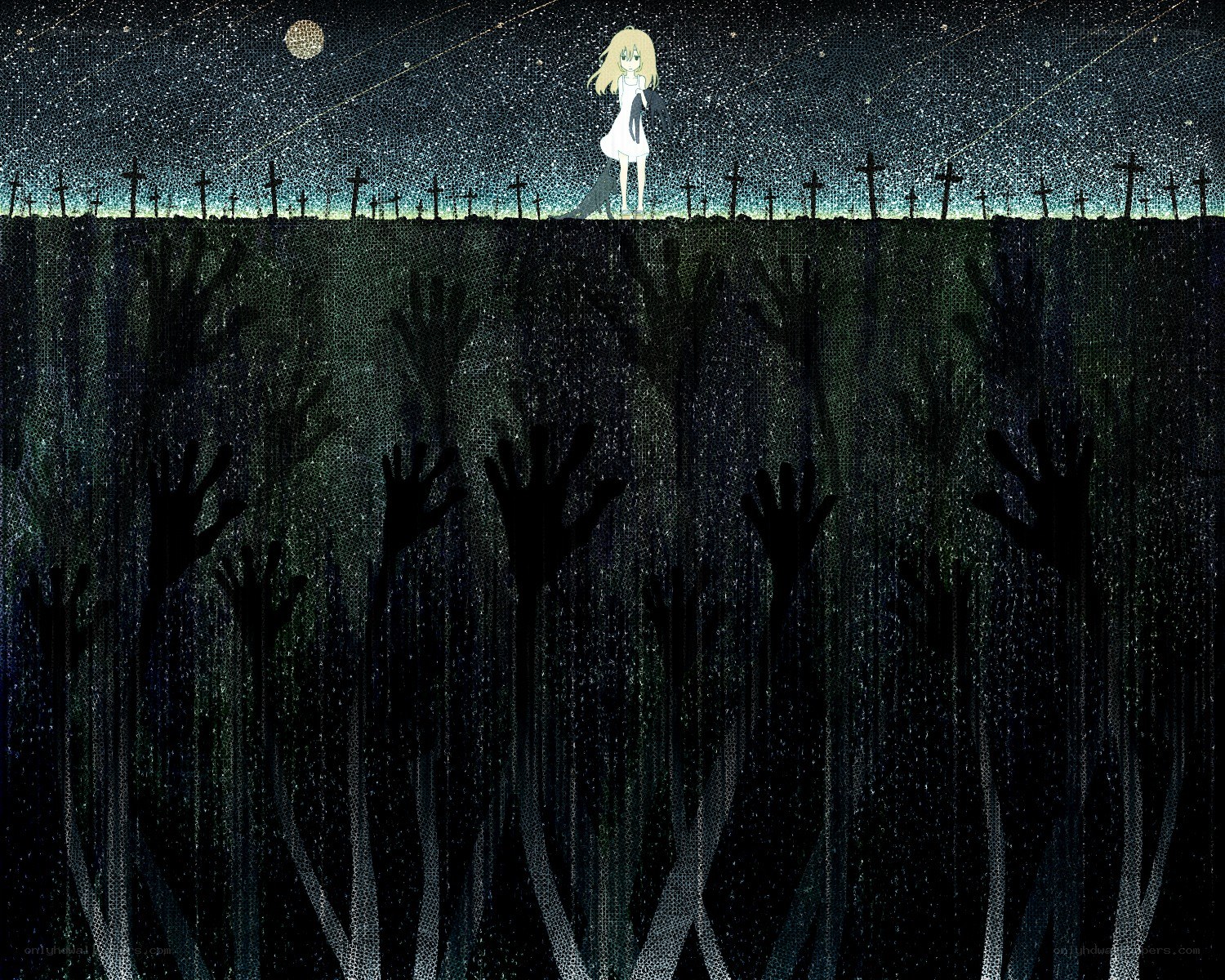 Girl on a cliff with reaching hands