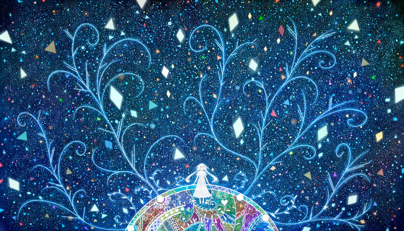girl on a colorful planet