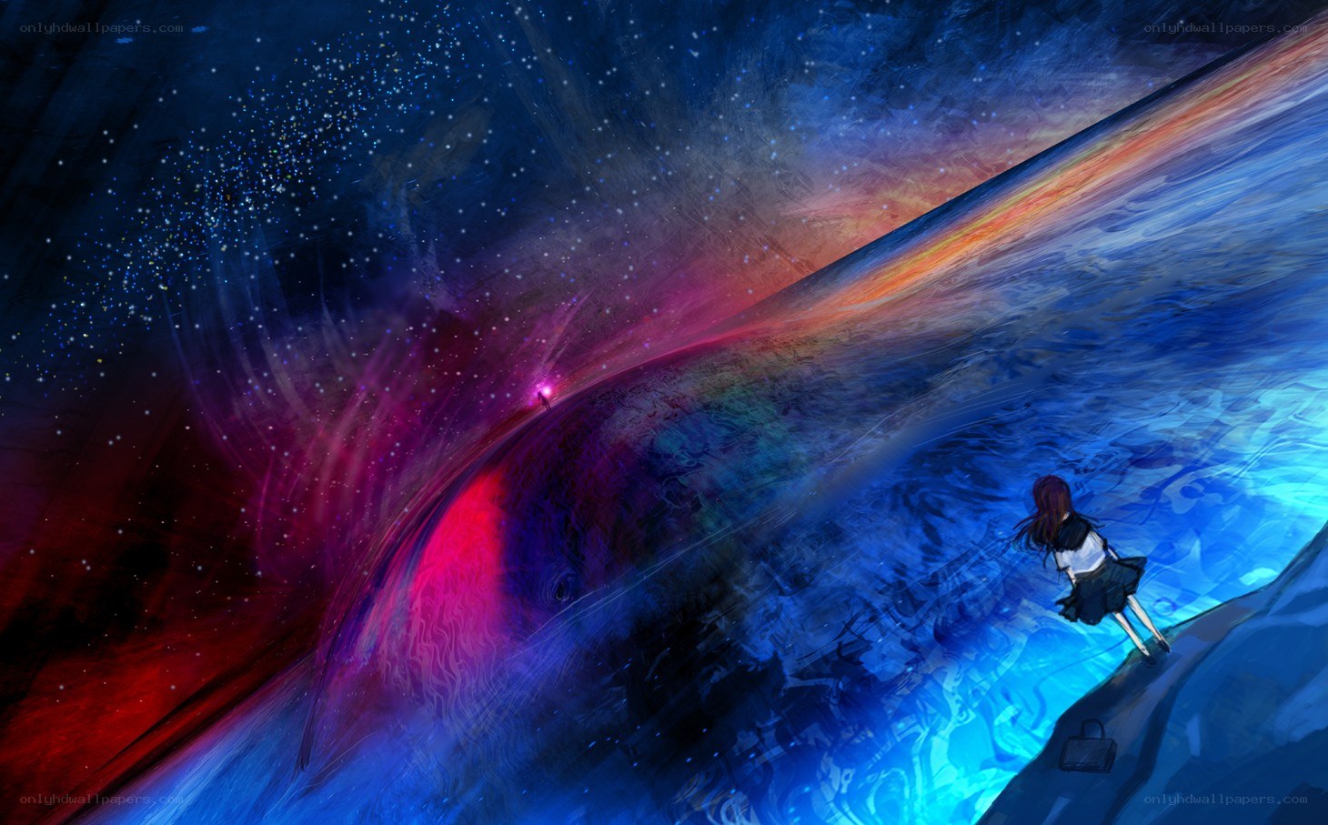 girl on a cosmic cliff