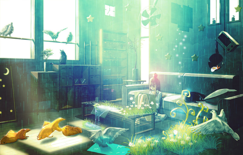 Girl on a Couch — Green