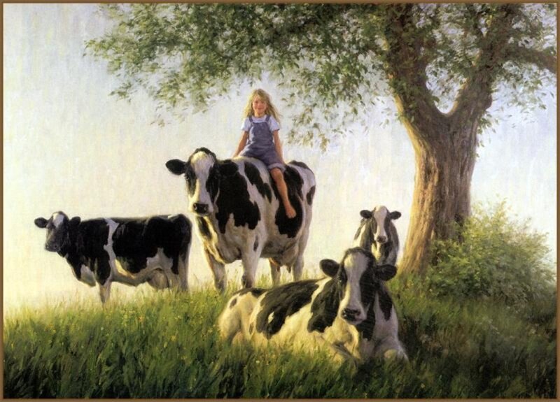 Girl on a Cow