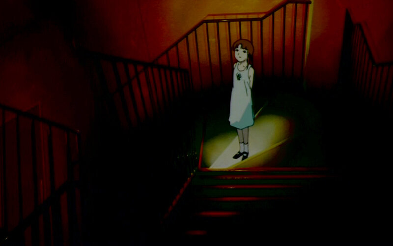 girl on a dark staircase