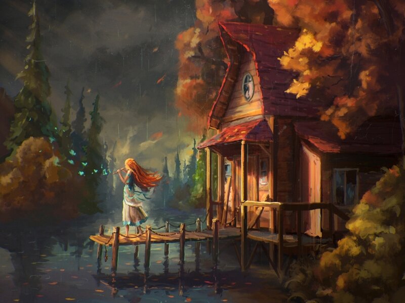 Girl on a Dock — Brown