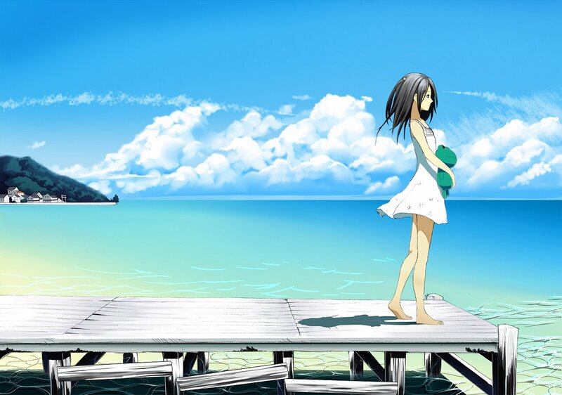 Girl on a dock by the sea
