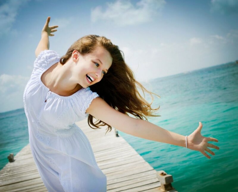 Girl on a Dock — White