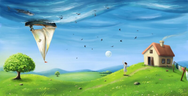 Girl on a Hill — Green, Serene