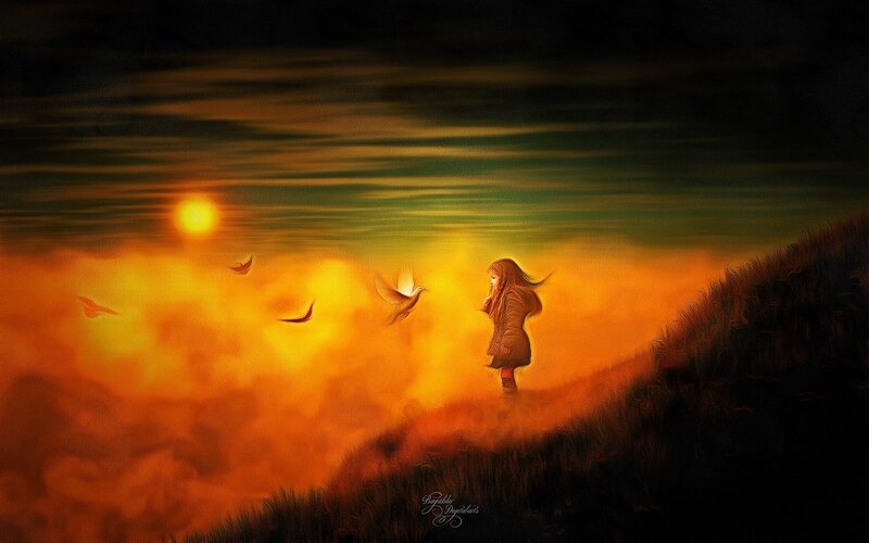 Girl on a Hill — Orange, Dramatic