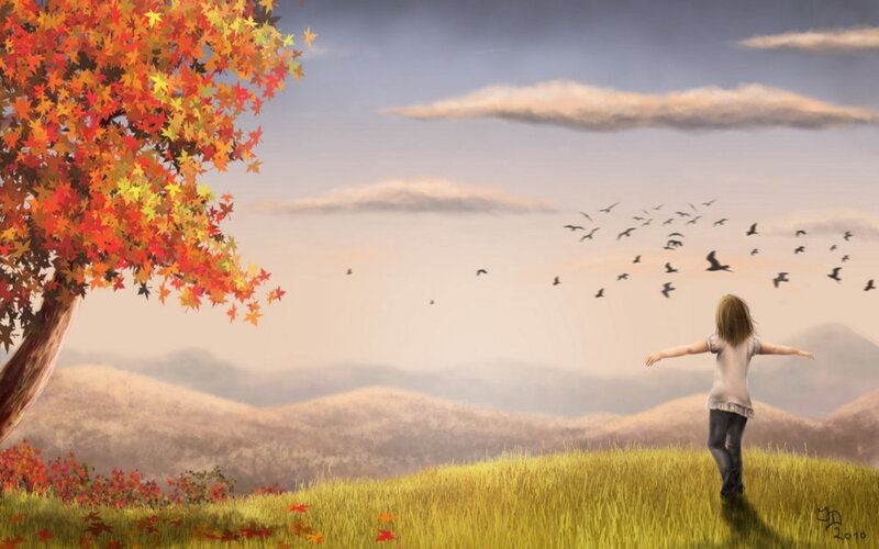Girl on a Hill — Orange