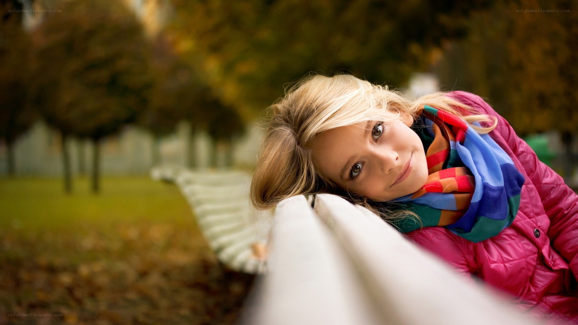 Girl on a park bench