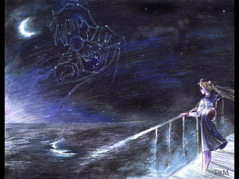 Girl on a Pier at Night