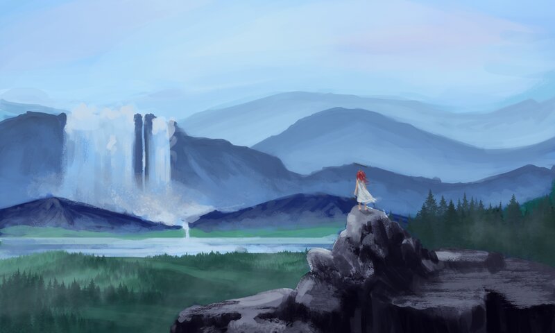 Girl on a Rock — Blue