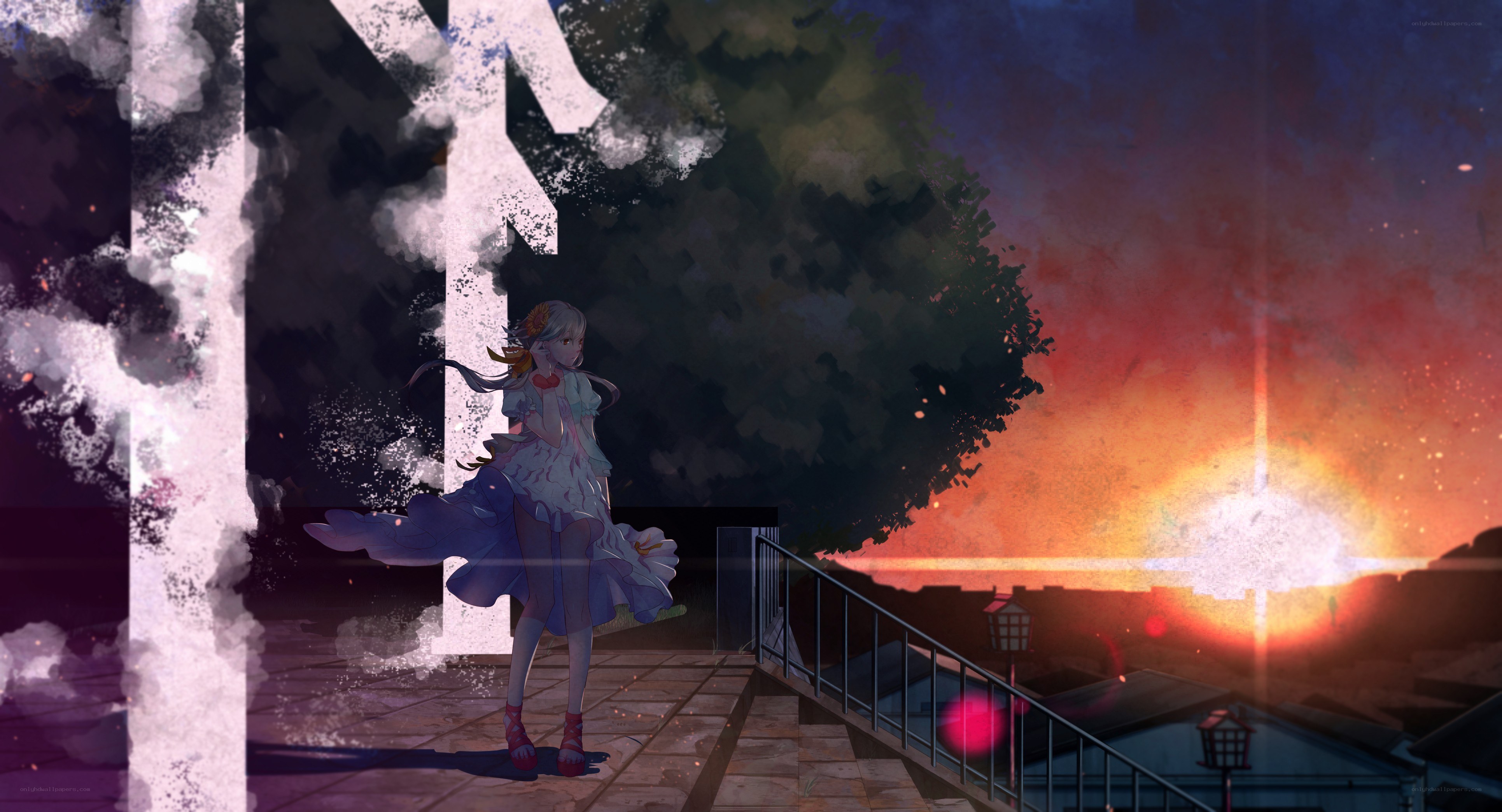 Girl on a rooftop at sunset