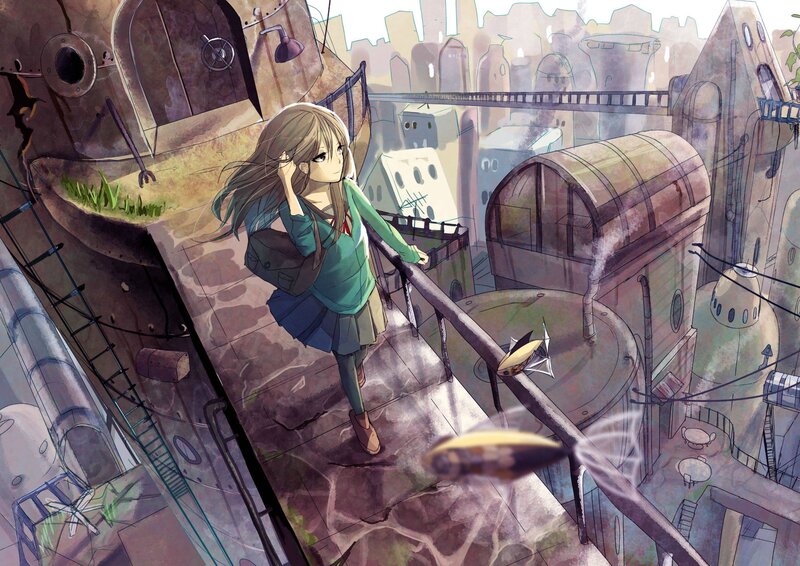 Girl on a Rooftop — Green, Calm